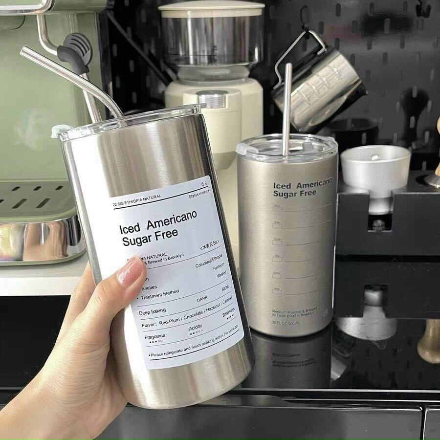 Cốc Giữ Nhiệt Inox 304 Có Ống Hút Ly Uống nước 600ML 