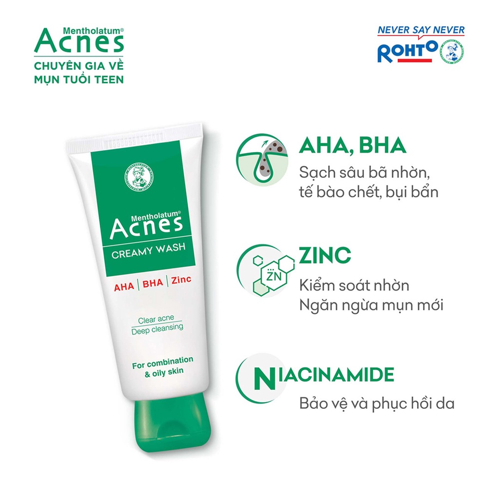 Kem Rửa Mặt Giúp Ngừa Mụn Acnes Creamy Wash