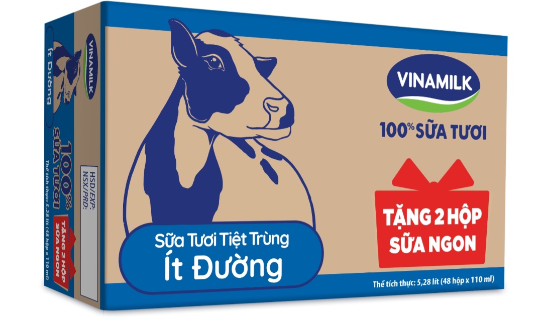 Sữa tươi tiệt trùng ít đường 100% loại 110ml