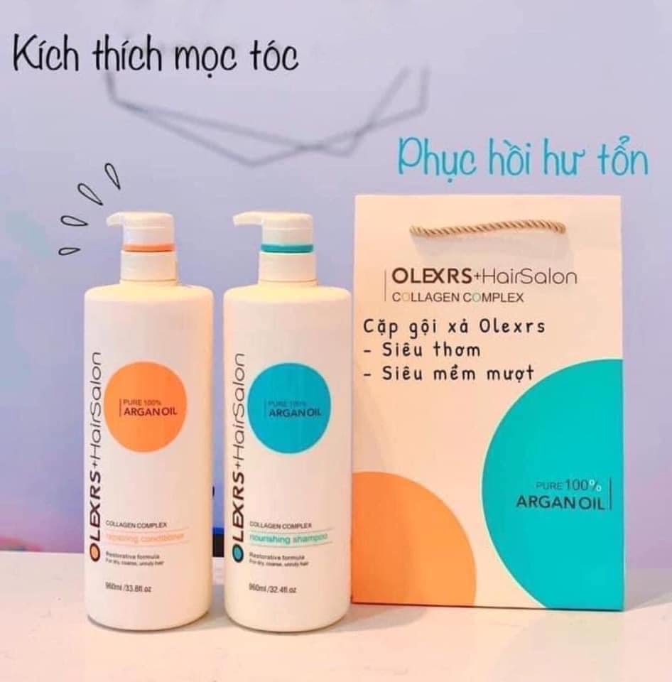 CẶP DẦU GỘI XẢ DƯỠNG TÓC CAO CẤP OLEXRS HAIR SALON ARGAN OIL 960ML