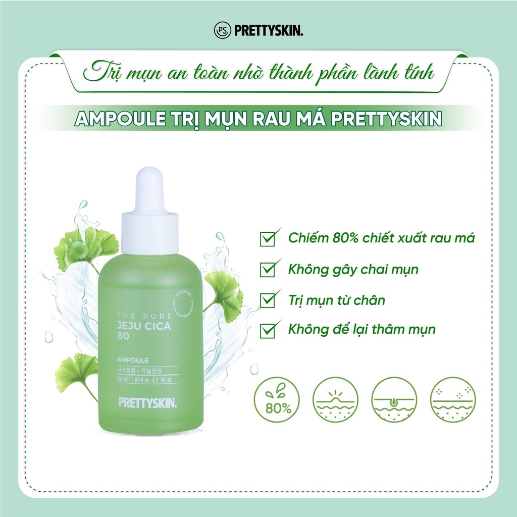 Tinh chất trị mụn Rau Má Jeju Prettyskin Ampoule