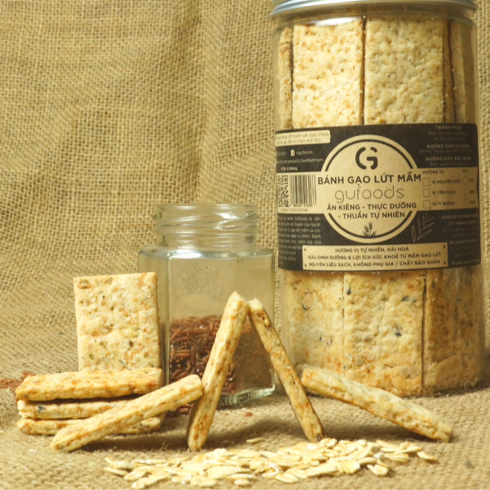  Rê chuột để phóng to  Bánh Gạo Lứt Mầm GUfoods - Vị Yến Mạch (500g)