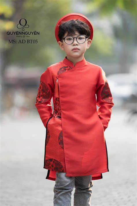 Set áo dài nam đỏ