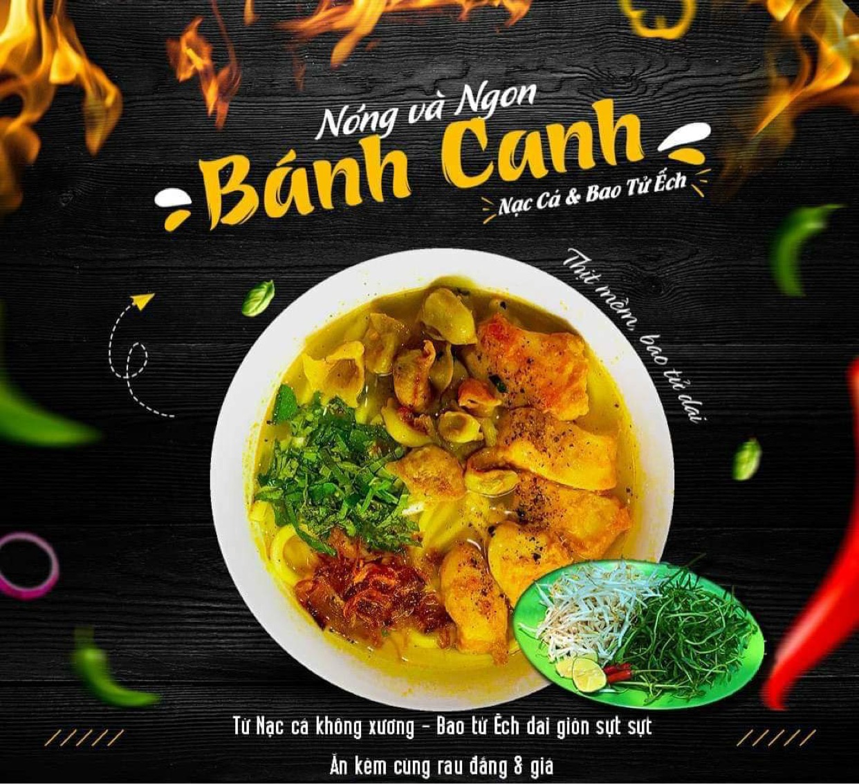 Bánh canh : lạc cá & bao tử ếch 