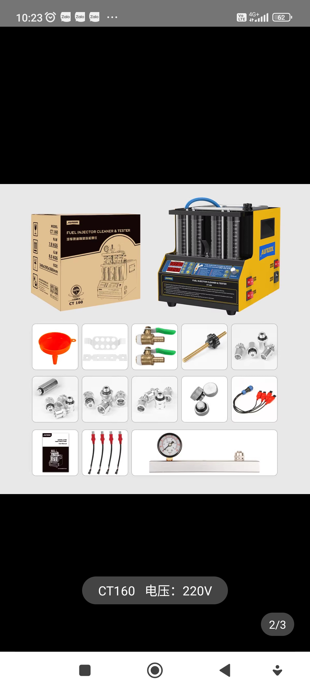 Máy vệ sinh siêu âm, kèm test kim phun trực tiếp và gián tiếp AUTOOL CT160