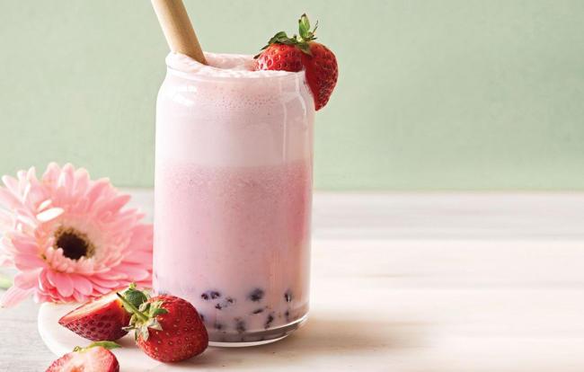 Sữa tươi trân châu dâu tây 