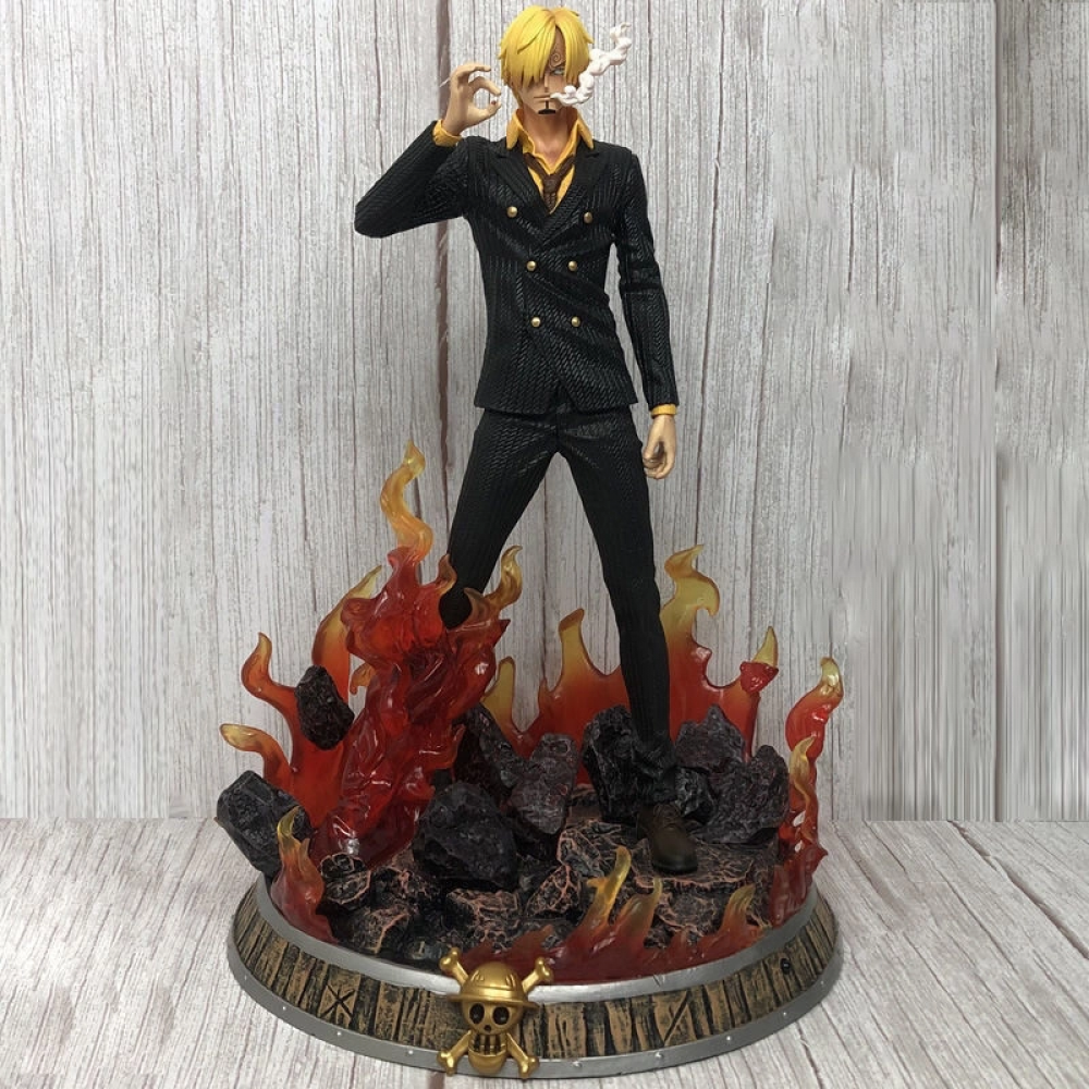 Mô hình OnePiece Sanji áo đen dáng đứng có base Cao 36cm - Figure One Piece - box màu