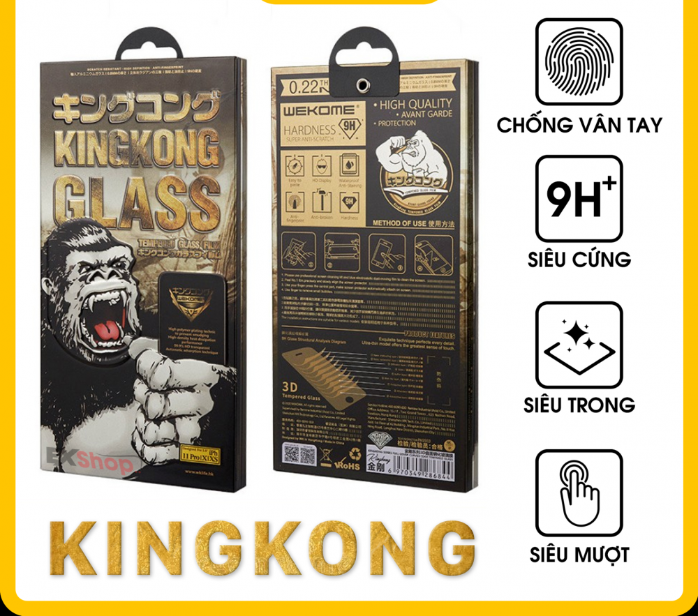 Cường lực kingkong hộp sắt ( đen )