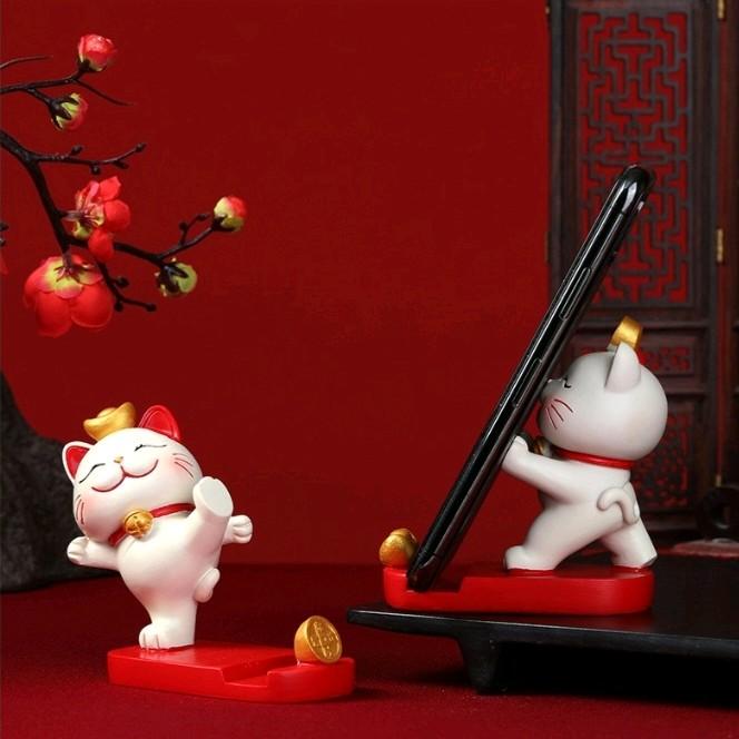 Giá đỡ điện thoại hình Mèo Thần Tài may mắn