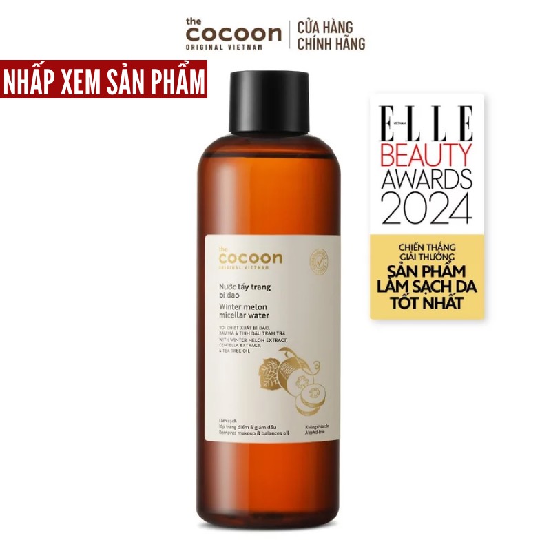 Link - Nước tẩy trang bí đao Cocoon tẩy sạch trang điểm, dịu mát, giảm dầu (500ml) - 280K (https://s.shopee.vn/8ADo8BOeYu)