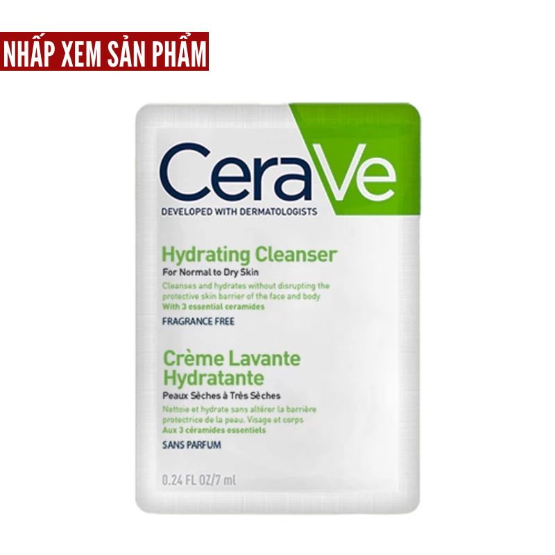 Link - Sữa rửa mặt làm sạch sâu, mịn da CeraVe dành cho da thường và da khô (7ml) - 700K (https://s.shopee.vn/20dAnqVkLT)