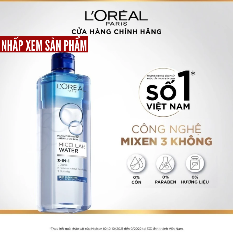 Link - Nước tẩy trang và làm sạch sâu 3 trong 1 L'Oreal Paris Micellar Water (400ml) - 179K (https://s.shopee.vn/3VRz5UmpFL)
