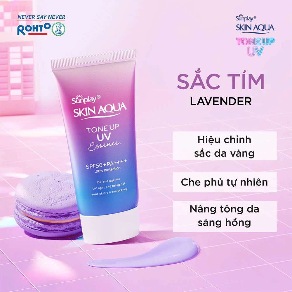 Kem chống nắng nâng tông cho da tối màu dạng tinh chất Sunplay Skin Aqua Tone Up UV Essence Lavender SPF 50+ PA++++ 50g