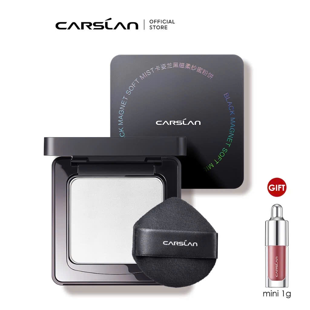 Phấn phủ trang điểm CARSLAN lâu trôi kiềm dầu 24 giờ 8g vỏ màu đen nam châm