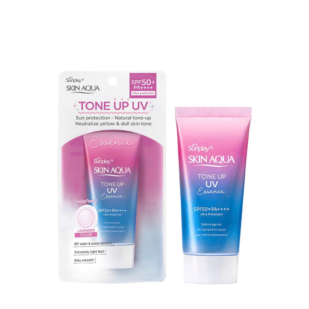 Kem chống nắng nâng tông cho da tối màu dạng tinh chất Sunplay Skin Aqua Tone Up UV Essence Lavender SPF 50+ PA++++ 50g