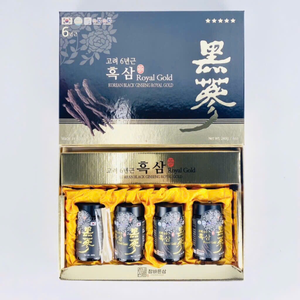 (B01) - Cao sâm đen 6 năm tuối royal gold hộp 4 lọ 240g 