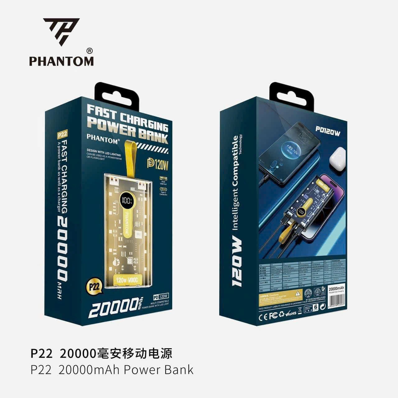 Sạc dự phòng PHANTOM với 120W P22 