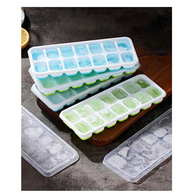 Khay đá silicon 14 ô có nắp đậy
